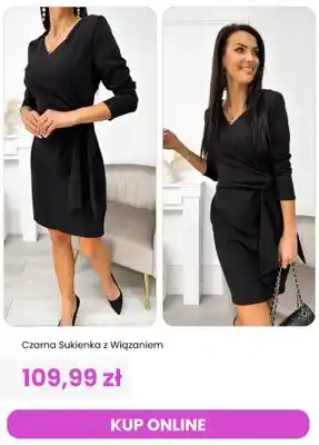 Czarna sukienka z wiązaniem