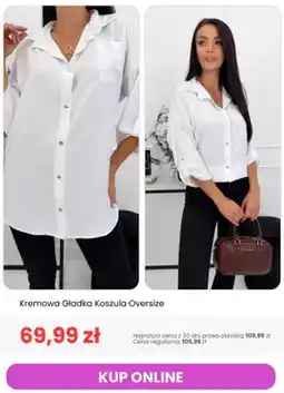 Modna Kiecka Kremowa gładka koszula oversize oferta