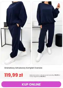Modna Kiecka Granatowy sztruksowy komplet oversize oferta