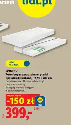 Lidl Materac 7-strefowy z zimnej pianki z paskiem klimaband Livarno H2 90x200 cm oferta