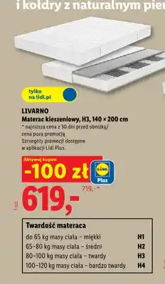 Lidl Materac kieszeniowy Livarno H3 140x200 cm oferta