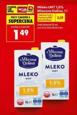 Biedronka Mleko UHT 1,5% Mleczna Dolina, 1l oferta