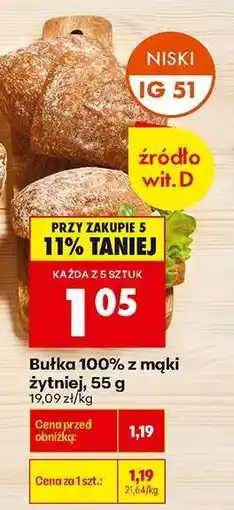 Biedronka Bułka 100 % z mąki żytniej 55 g oferta