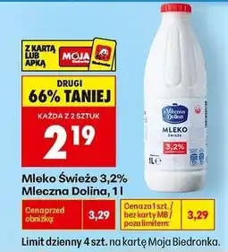 Biedronka Mleko Świeże 3,2% Mleczna Dolina, 1l oferta