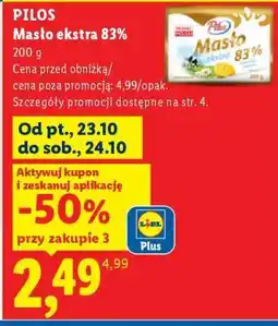 Lidl PILOS Masło ekstra 83% oferta