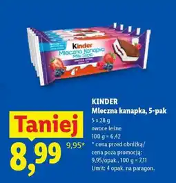 Lidl Kinder Mleczna kanapka, 5-pak oferta
