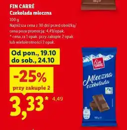 Lidl FIN CARRÉ Czekolada mleczna oferta