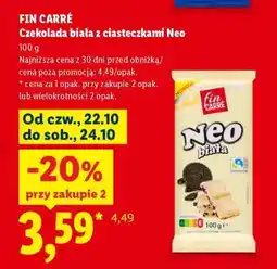 Lidl FIN CARRÉ Czekolada biała z ciasteczkami Neo oferta