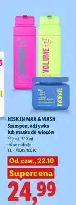 Lidl HISKIN MAX & WASH Szampon, odżywka lub maska do włosów oferta