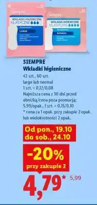 Lidl SIEMPRE Wkładki higieniczne oferta