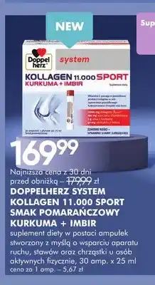 SuperPharm Suplement diety Kollagen 11,000 Sport smak pomarańczowy kurkuma + imbir Doppelherz System oferta
