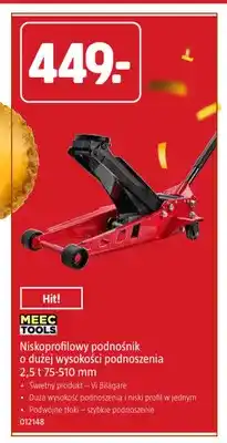 Jula Niskoprofilowy podnośnik o dużej wysokości podnoszenia 2,5 t 75-510 mm Meec Tools oferta
