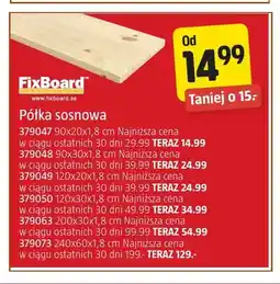 Jula Półka sosnowa FixBoard 200x30x1,8 cm oferta