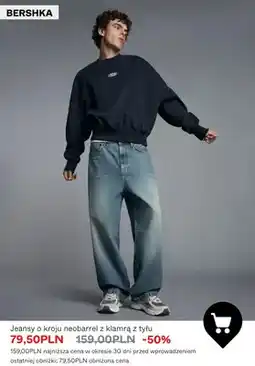 Bershka Jeansy o kroju neobarrel z klamrą z tyłu Bershka oferta