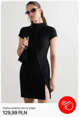 Cropp Czarna sukienka mini ze stójką Cropp oferta