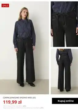 Greenpoint Czarne jeansowe spodnie wide leg Greenpoint oferta
