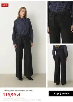 Czarne jeansowe spodnie wide leg Greenpoint