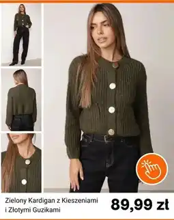 Born2be Zielony kardigan z kieszeniami i złotymi guzikami born2be oferta