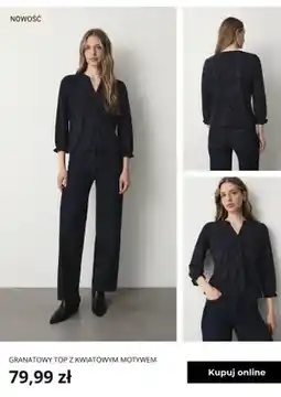 Greenpoint Granatowy top z kwiatowym motywem Greenpoint oferta