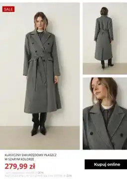 Greenpoint Klasyczny dwurzędowy płaszcz w szarym kolorze Greenpoint oferta