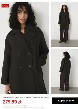 Greenpoint Dwurzędowy płaszcz w kratę z domieszką wełny Greenpoint oferta