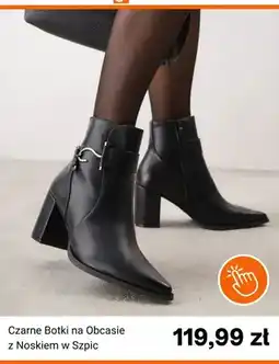 Born2be Czarne botki na obcasie z noskiem w szpic Born2be oferta