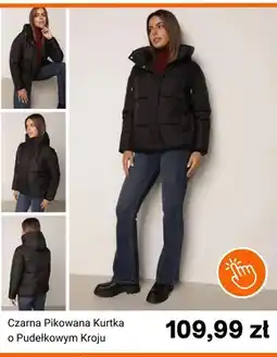 Born2be Czarna pikowana kurtka o pudełkowym kroju Born2be oferta