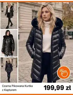 Born2be Czarna pikowana kurtka z kapturem born2be oferta