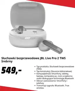 Media Markt Słuchawki bezprzewodowe Jbl Live Pro 2 Tws Srebrny oferta