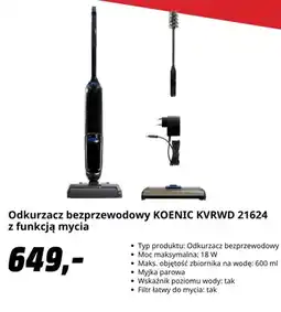 Media Markt Odkurzacz bezprzewodowy Koenic Kvrwd 21624 z funkcją mycia oferta
