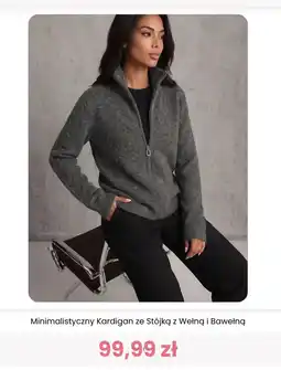 Renee Minimalistyczny Kardigan ze Stójką z wełną i Bawełną oferta