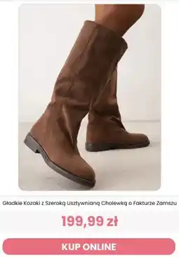 Renee Gładkie kozaki z szeroką usztywnianą cholewką o fakturze zamszu Reneé oferta