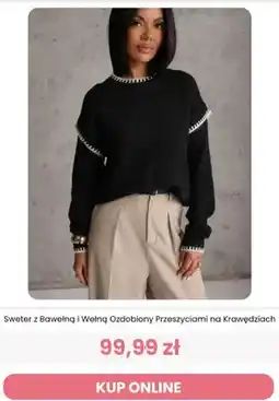Renee Sweter z bawełną i wełną ozdobiony przeszyciami na krawędziach Renee oferta