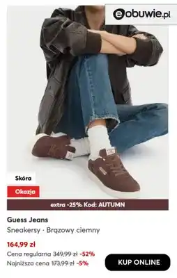 eobuwie Sneakersy brązowy ciemny Guess Jeans oferta