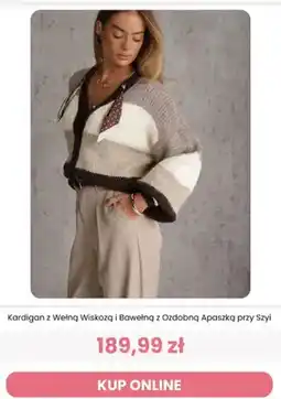Renee Kardigan z wełną wiskozą i bawełną z ozdobną apaszką przy szyi Renee oferta