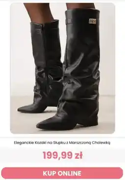 Renee Eleganckie kozaki na słupku z marszczoną cholewką Renee oferta