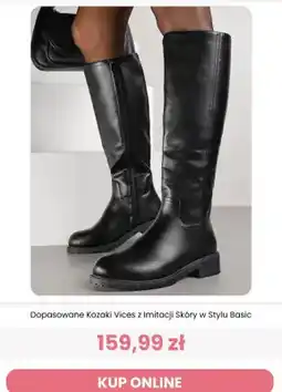Renee Dopasowane kozaki Vices z imitacji skóry w stylu basic oferta