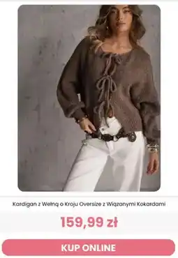 Renee Kardigan z wełną o kroju oversize z wiązanymi kokardami Renee oferta