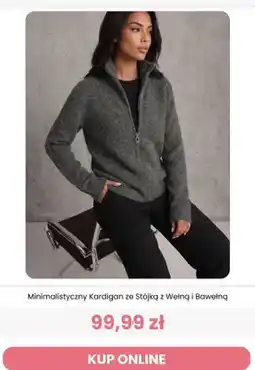 Renee Minimalistyczny kardigan ze stójką z wełną i bawełną Reneé oferta