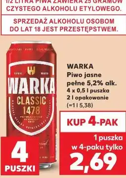 Kaufland Warka Piwo jasne pełne 5,2% alk oferta