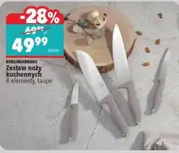 Biedronka Zestaw noży kuchennych 4 elementy, taupe BerlingerHaus oferta
