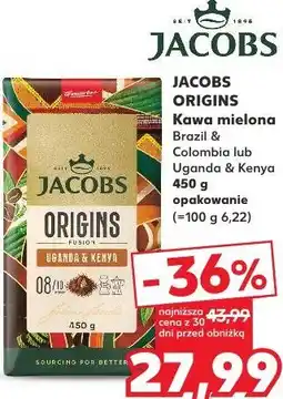 Kaufland JACOBS ORIGINS Kawa mielona Brazil & Colombia lub Uganda & Kenya oferta