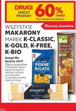 Kaufland Wszystkie makarony marek K-Classic, K-Gold, K-Free, K-Bio oferta