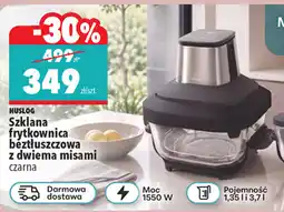 Biedronka HUSLOG Szklana frytkownica bez tłuszczowa z dwiema misami czarna oferta