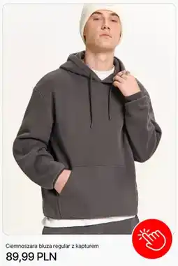 Cropp Ciemnoszara bluza regular z kapturem Cropp oferta