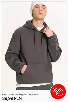 Ciemnoszara bluza regular z kapturem Cropp