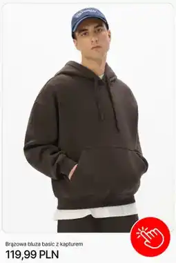 Cropp Brązowa bluza basic z kapturem Cropp oferta