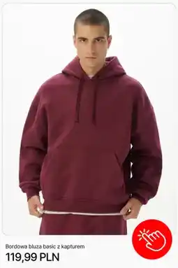 Cropp Bordowa bluza basic z kapturem Cropp oferta