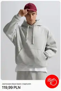 Cropp Jasnoszara bluza basic z kapturem Cropp oferta