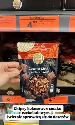 Biedronka Chipsy kokosowe Asia Flavours o smaku czekoladowym oferta